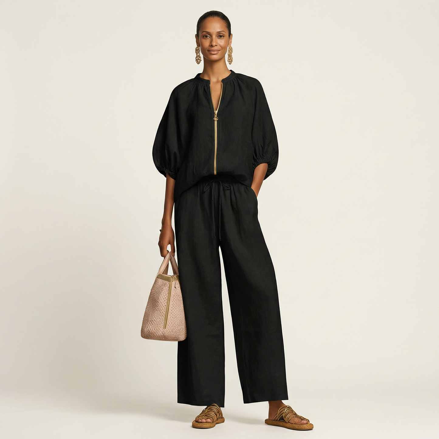 Marlowe | Set con Maniche a Puff e Zip Frontale