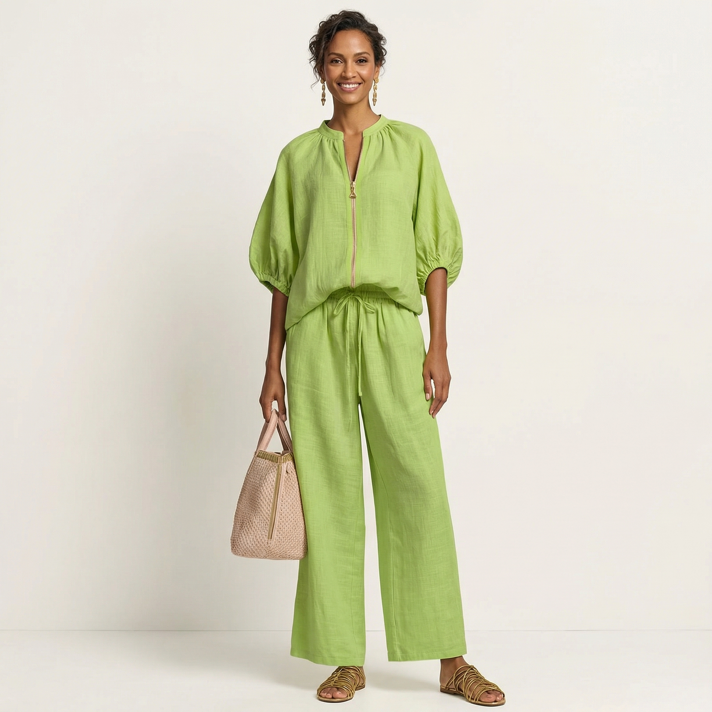 Marlowe | Set con Maniche a Puff e Zip Frontale