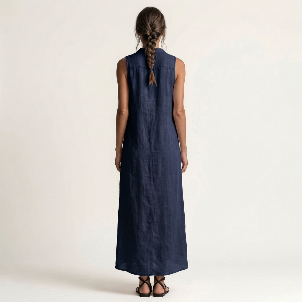 Mirabell | Abito Maxi Senza Maniche con Cappuccio e Bottoni