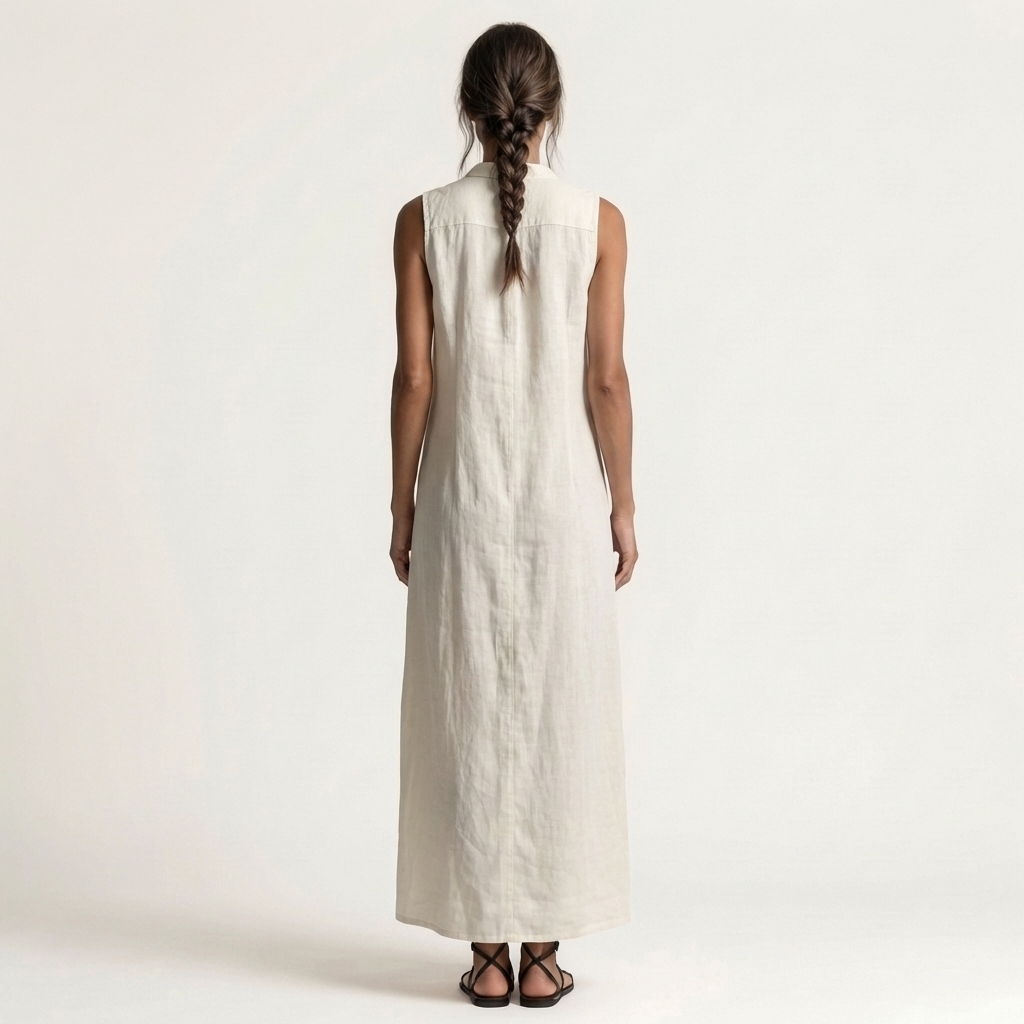 Mirabell | Abito Maxi Senza Maniche con Cappuccio e Bottoni