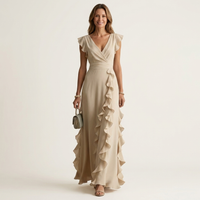 Nellyana | Abito Maxi con Scollo a V e Maniche Fluttuanti