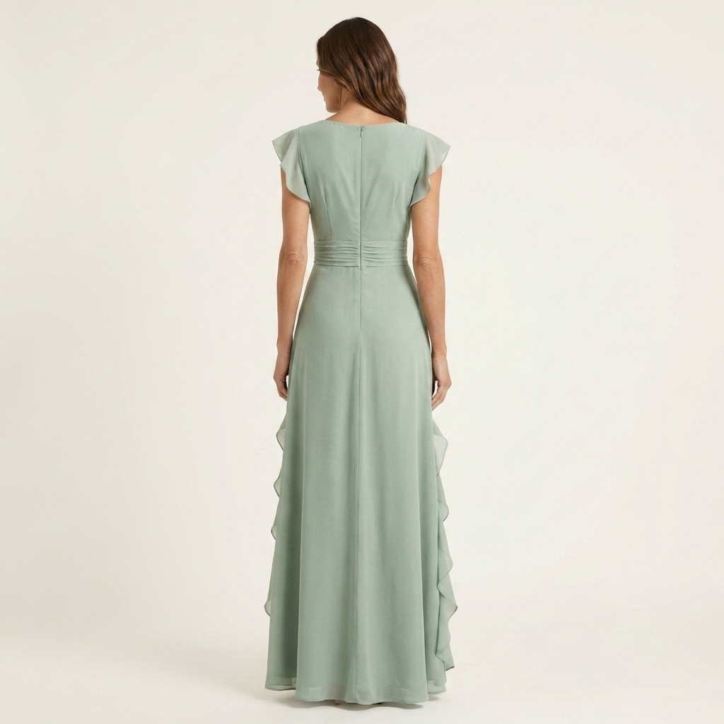 Nellyana | Abito Maxi con Scollo a V e Maniche Fluttuanti