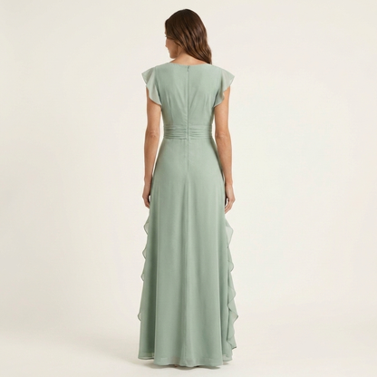 Nellyana | Abito Maxi con Scollo a V e Maniche Fluttuanti