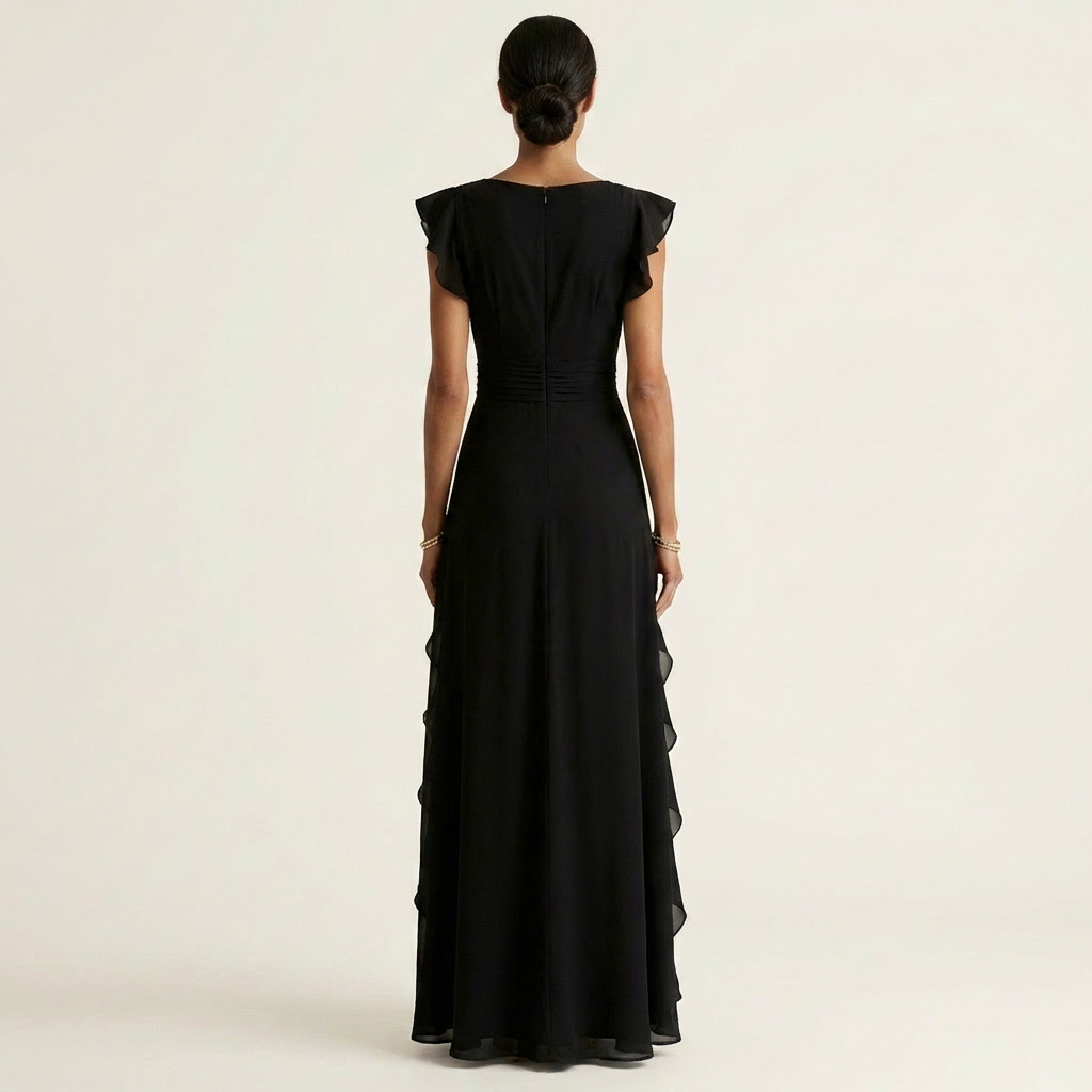 Nellyana | Abito Maxi con Scollo a V e Maniche Fluttuanti