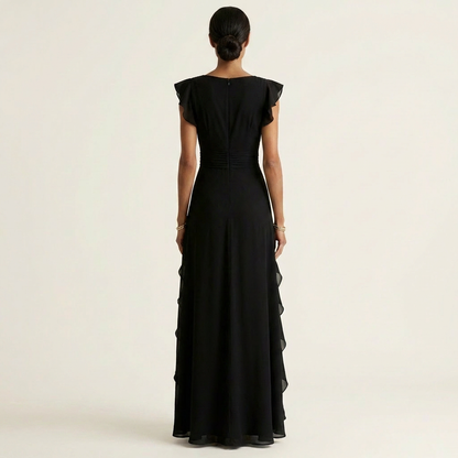 Nellyana | Abito Maxi con Scollo a V e Maniche Fluttuanti