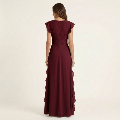 Nellyana | Abito Maxi con Scollo a V e Maniche Fluttuanti