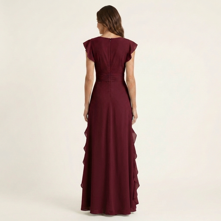 Nellyana | Abito Maxi con Scollo a V e Maniche Fluttuanti