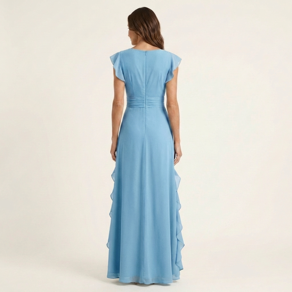 Nellyana | Abito Maxi con Scollo a V e Maniche Fluttuanti
