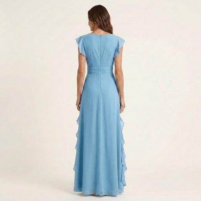 Nellyana | Abito Maxi con Scollo a V e Maniche Fluttuanti