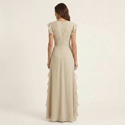 Nellyana | Abito Maxi con Scollo a V e Maniche Fluttuanti