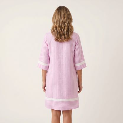 Sanina | Abito a righe con bordi a contrasto e scollo a V