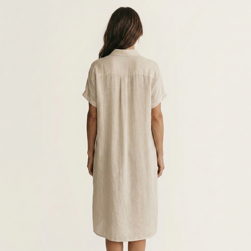 Nidalie | Abito Camicia Midi con Maniche Arrotolate