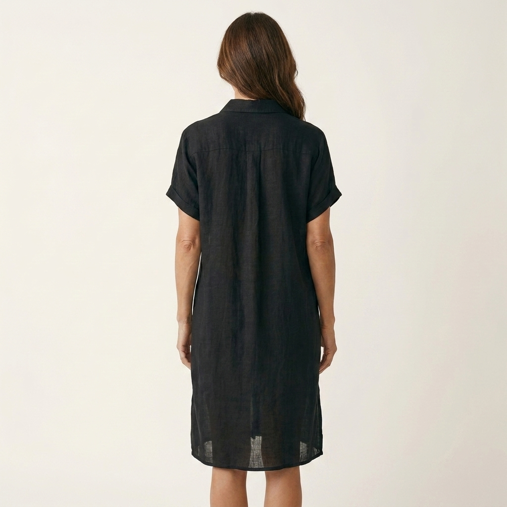 Nidalie | Abito Camicia Midi con Maniche Arrotolate