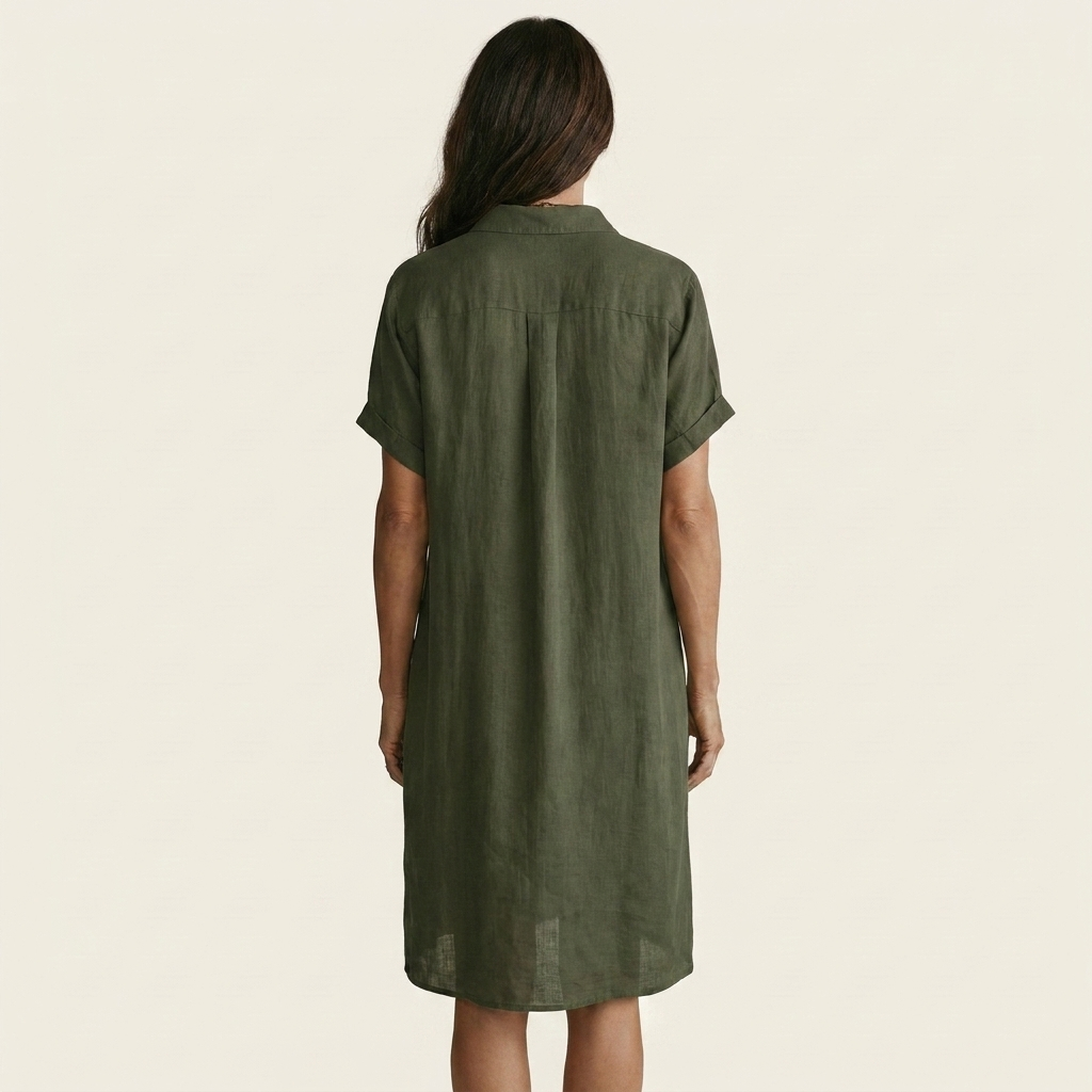Nidalie | Abito Camicia Midi con Maniche Arrotolate
