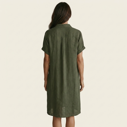 Nidalie | Abito Camicia Midi con Maniche Arrotolate