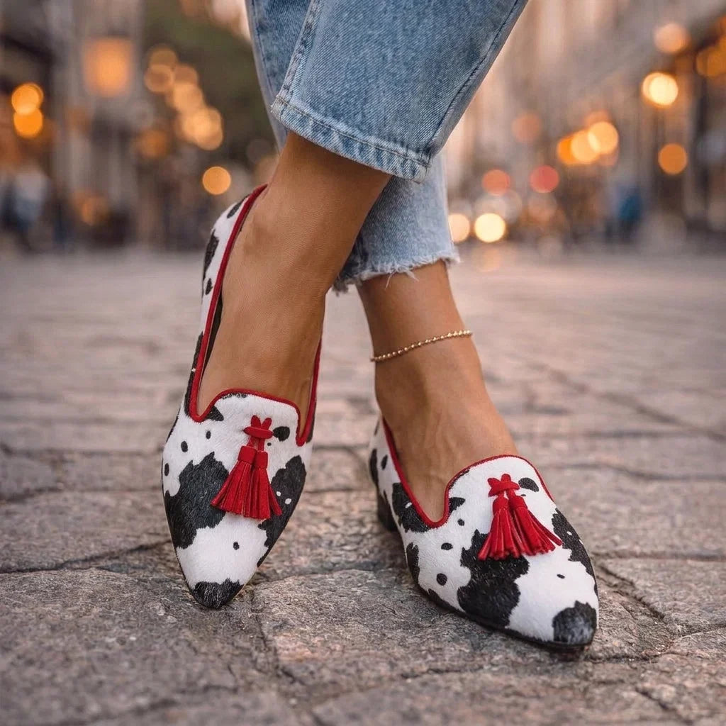 Dalia Mocassini con Frange e Stampa Animale