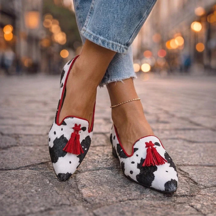 Dalia Mocassini con Frange e Stampa Animale