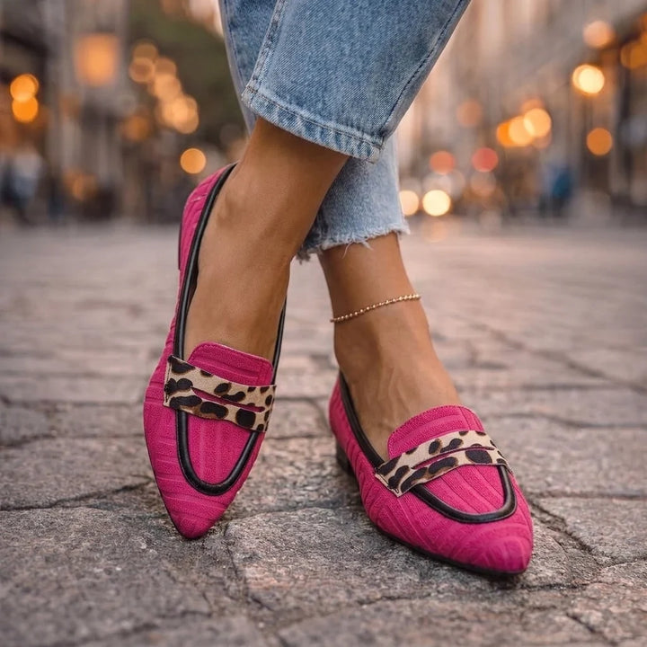 Mocassini Fiorella Fucsia con Stampa Leopardo