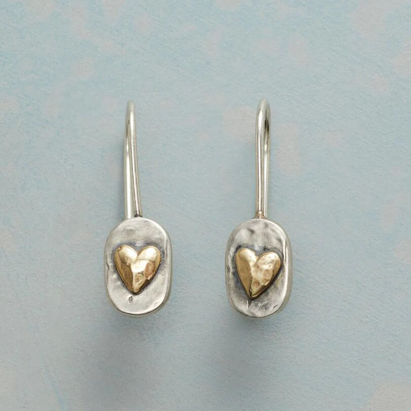 Orecchini a forma di cuore in argento e oro
