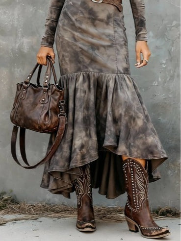 Abito Midi in Poliestere Vintage con Orlo Svasato (Include cintura)
