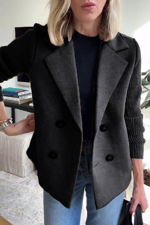 Giacca Casual con Maniche a Maglia e Colletto Botton Down