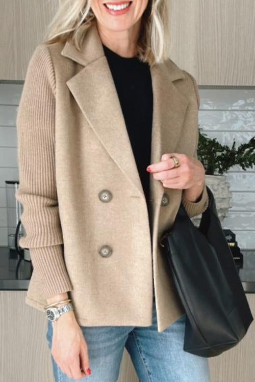 Giacca Casual con Maniche a Maglia e Colletto Botton Down