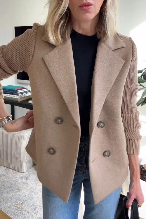 Giacca Casual con Maniche a Maglia e Colletto Botton Down
