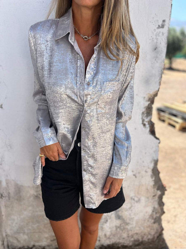 Camicia alla moda in suede casual con colletto