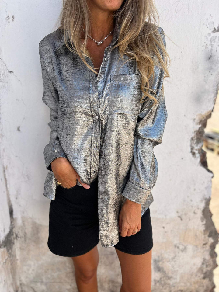 Camicia alla moda in suede casual con colletto