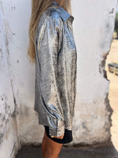 Camicia alla moda in suede casual con colletto