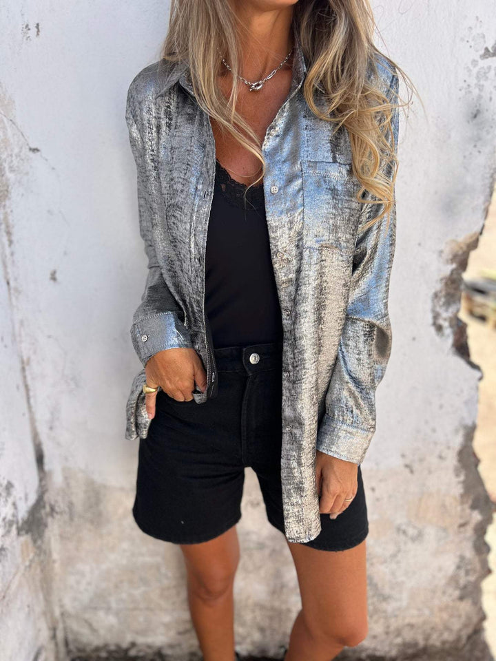 Camicia alla moda in suede casual con colletto