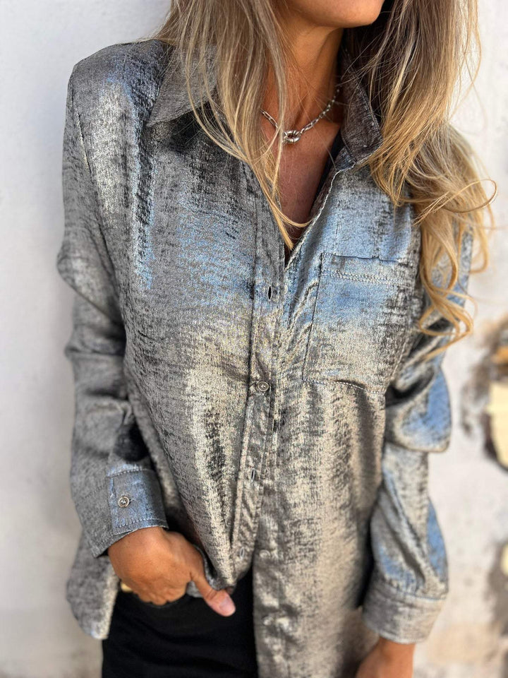 Camicia alla moda in suede casual con colletto