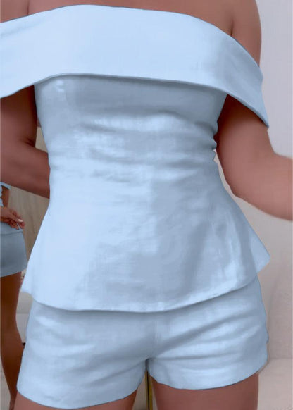 Completo Due Pezzi in Cotone e Lino Bianco