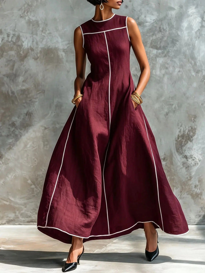 Carlota Vestito Maxi con Bordature a Contrasto