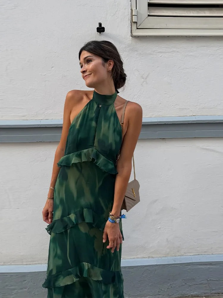 Aitana Vestito Maxi Halter con Volant