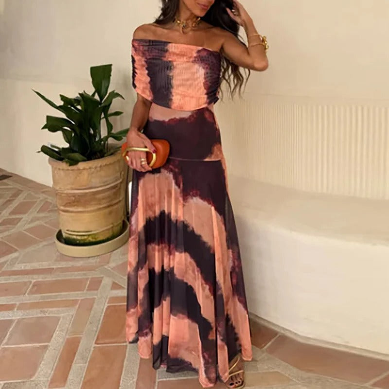 Vega Vestito Maxi con Spalle Scoperte e Aperture