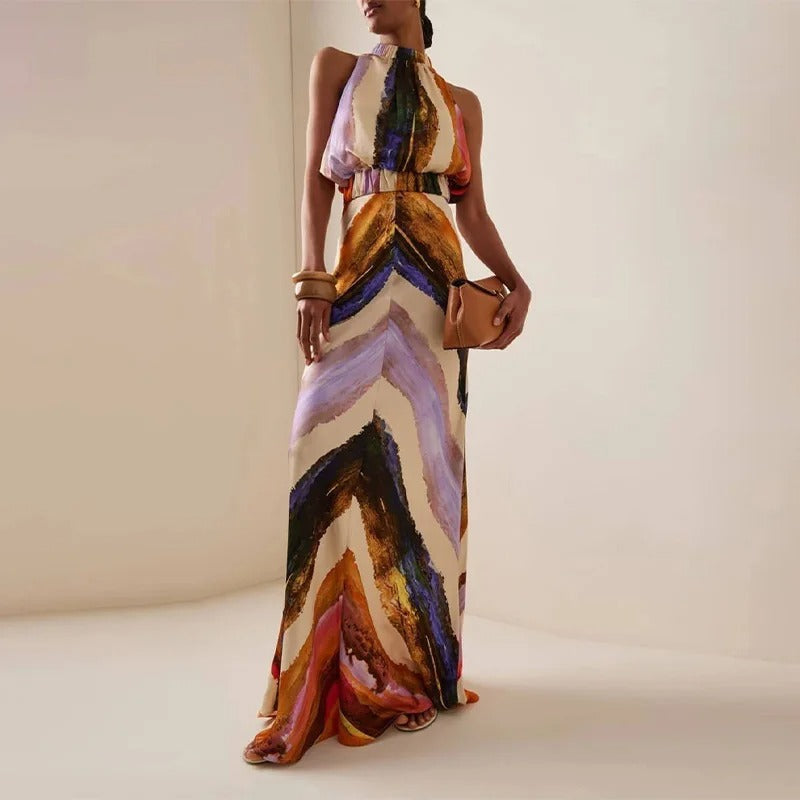Élodie Completo di Due Pezzi Halter con Stampa Artistica