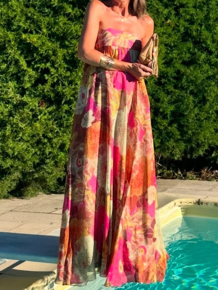 Adriana Vestito Maxi Floreale a Spalla