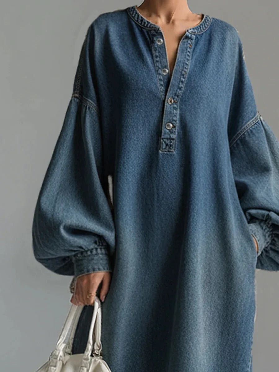 Candelaria vestito in denim lungo di taglio ampio