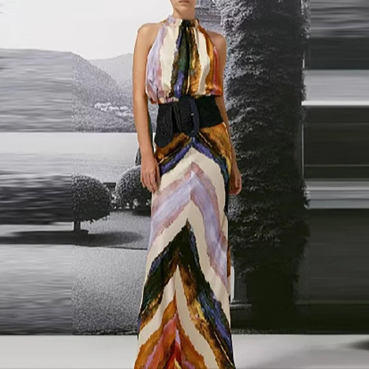 Élodie Completo di Due Pezzi Halter con Stampa Artistica
