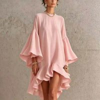 Abito Elegante Amelia con Volant e Orlo Asimmetrico