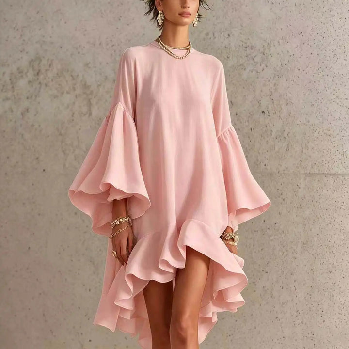 Abito Elegante Amelia con Volant e Orlo Asimmetrico
