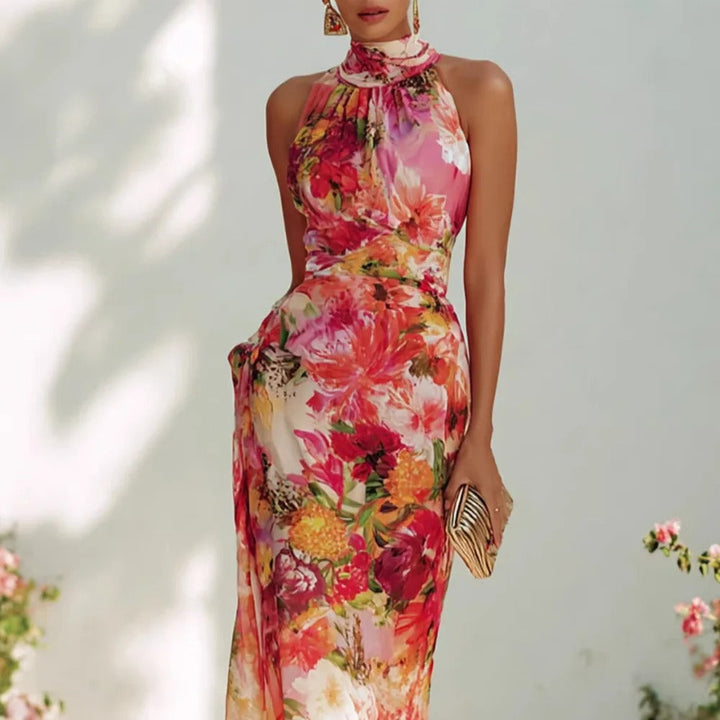 Isadora Vestito Maxi Floreale con Collo Halter