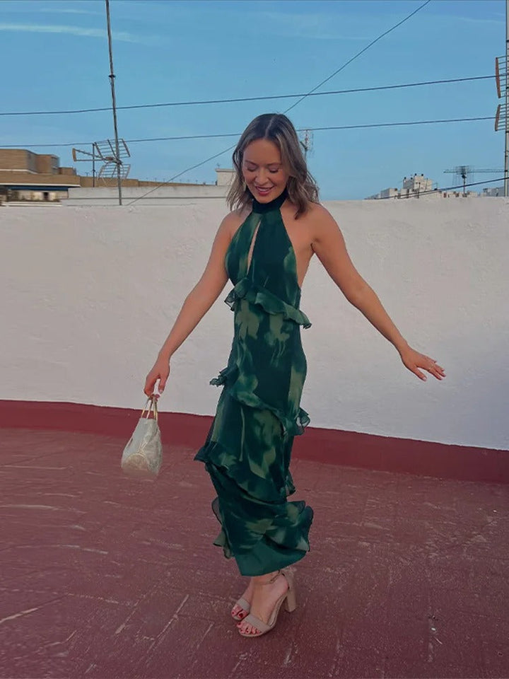 Aitana Vestito Maxi Halter con Volant
