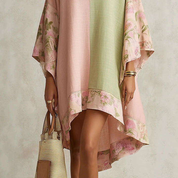Jimena Vestito Bohemio Floreale con Maniche a Pipistrello e Collo a V