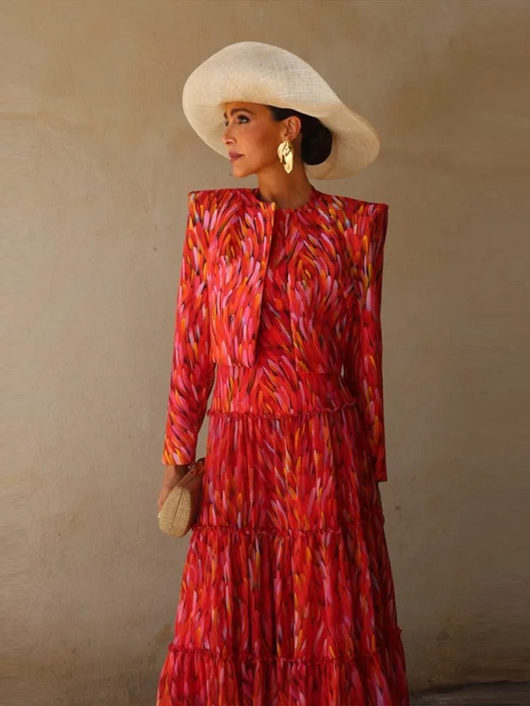 Mariela Completo di Vestito Maxi Stampato e Giacca