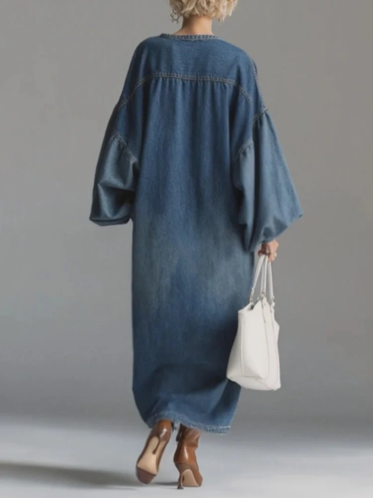 Candelaria vestito in denim lungo di taglio ampio