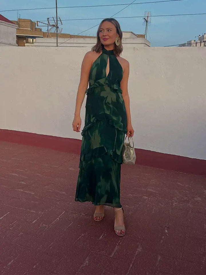 Aitana Vestito Maxi Halter con Volant