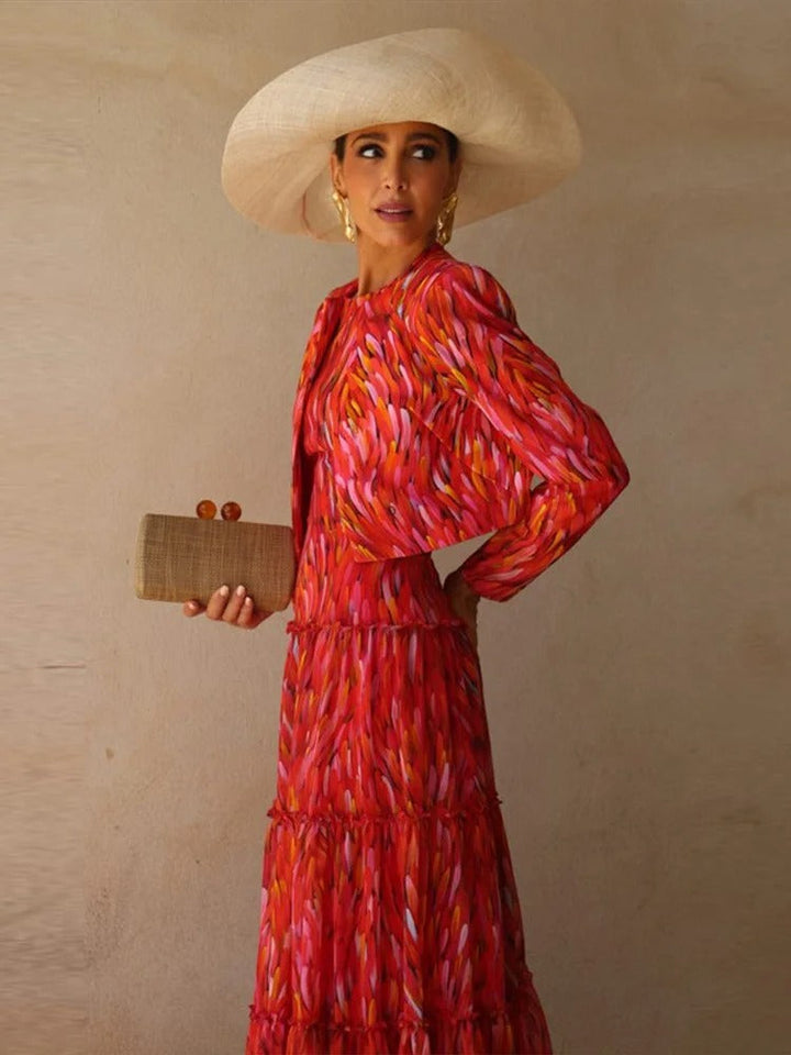 Mariela Completo di Vestito Maxi Stampato e Giacca