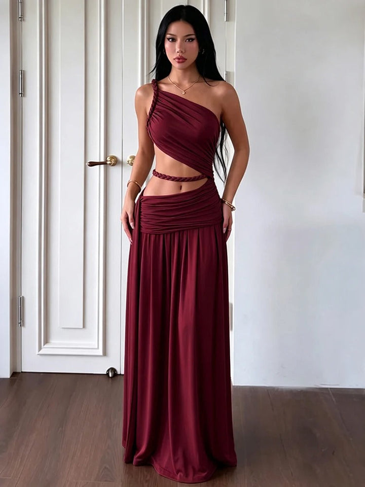 Maëva Vestito Aderente Asimmetrico con Fiocco